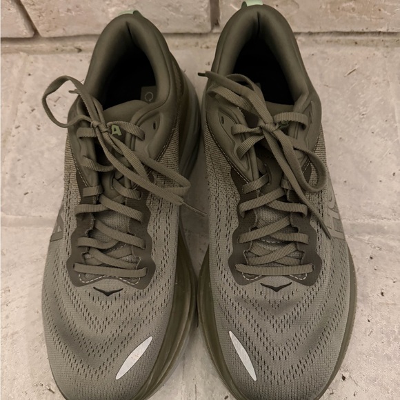 Hoka Men\'s Bondi 8 Olive Green Athletic Running Shoes main image 6